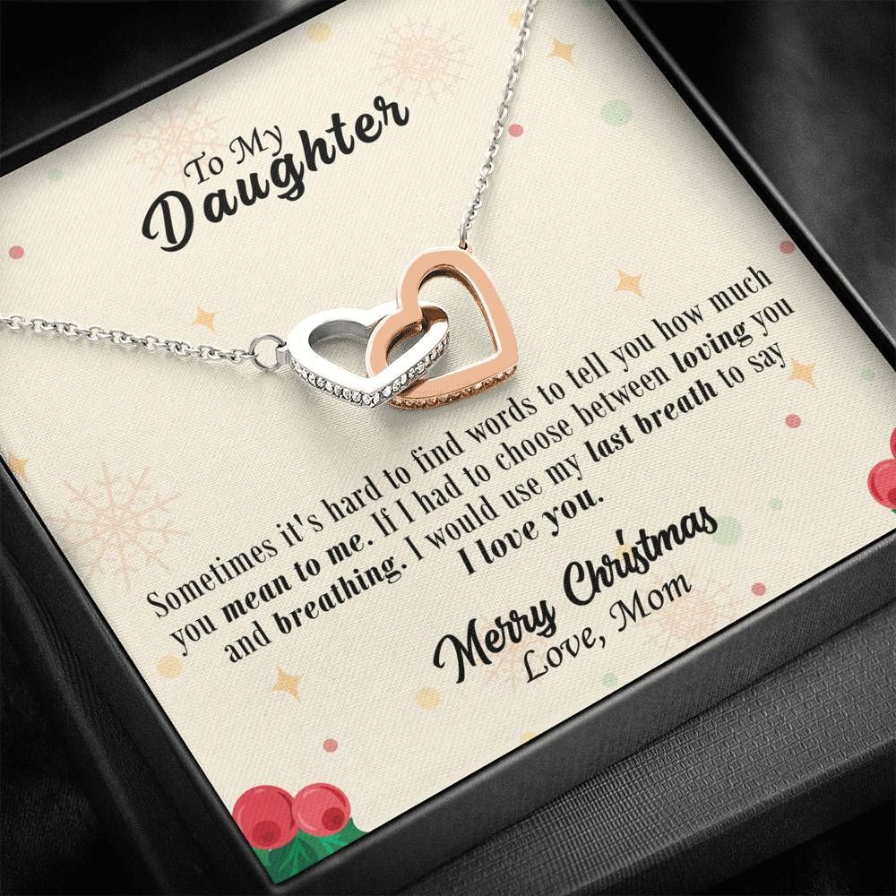 Christmas Interlocking Hearts Necklace Mom Gift For Daughter I Love You