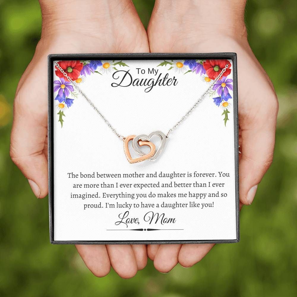 Interlocking Hearts Necklace Mom Gift For Daughter I'm Lucky To Have You