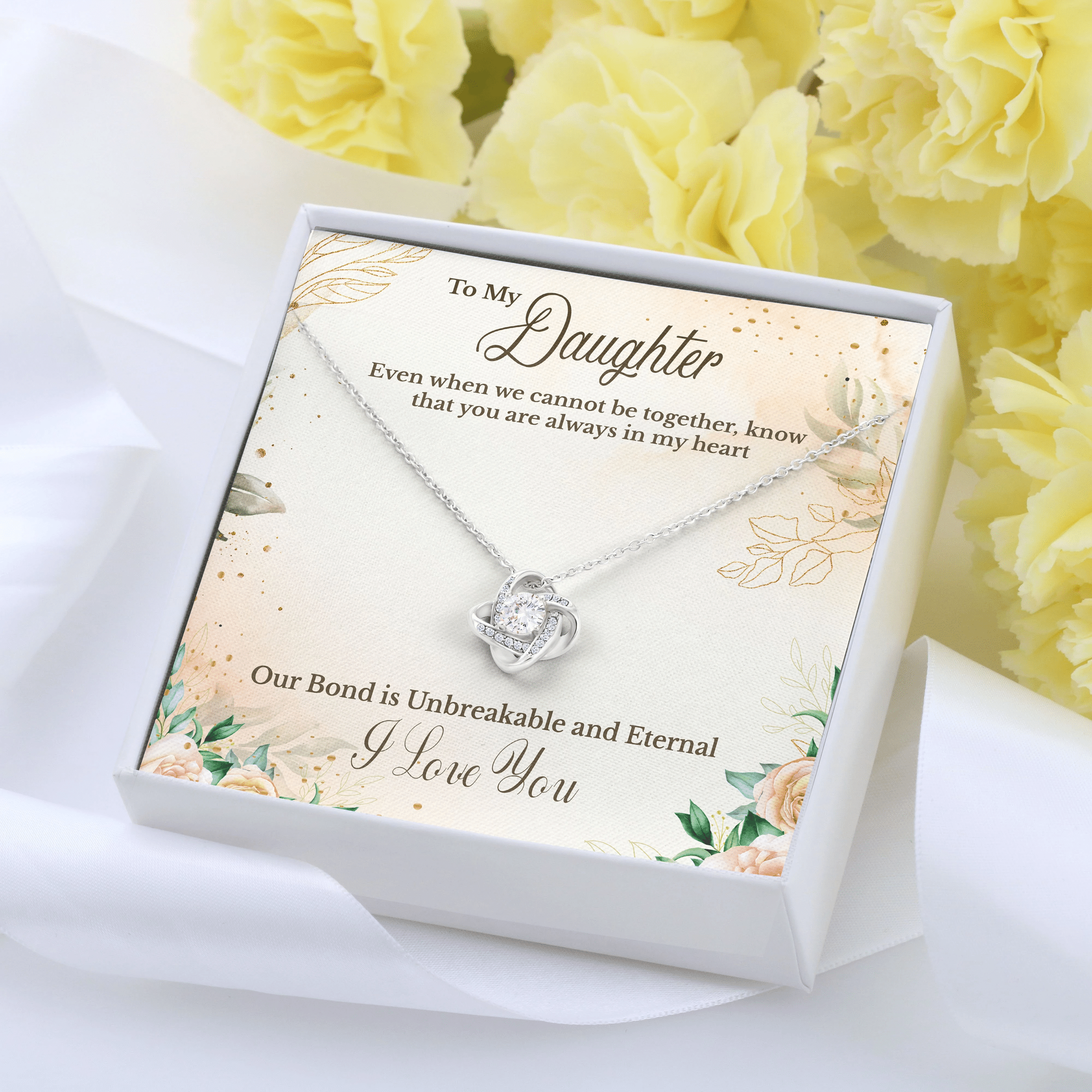 Our Bone Is Unbreakable And Eternal Love Knot Necklace Gift For Daughter