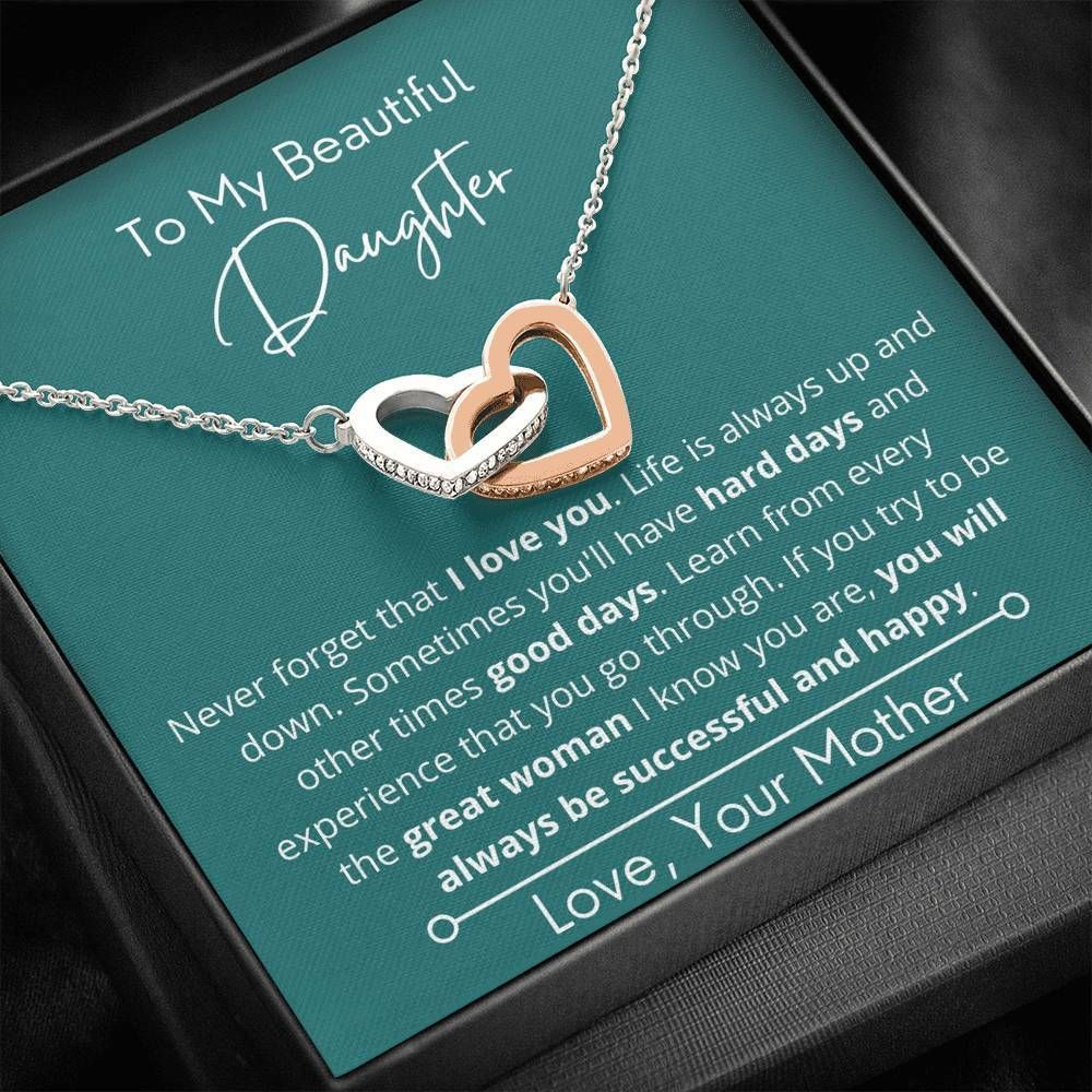 Mom Gift For Daughter Interlocking Hearts Necklace Never Forget That I Love You