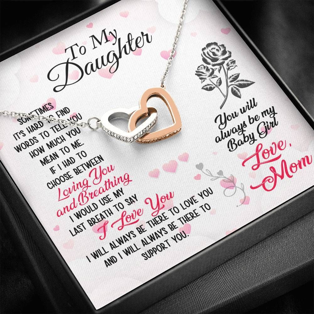 Interlocking Hearts Necklace Mom Gift For Daughter You'll Always Be My Baby Girl