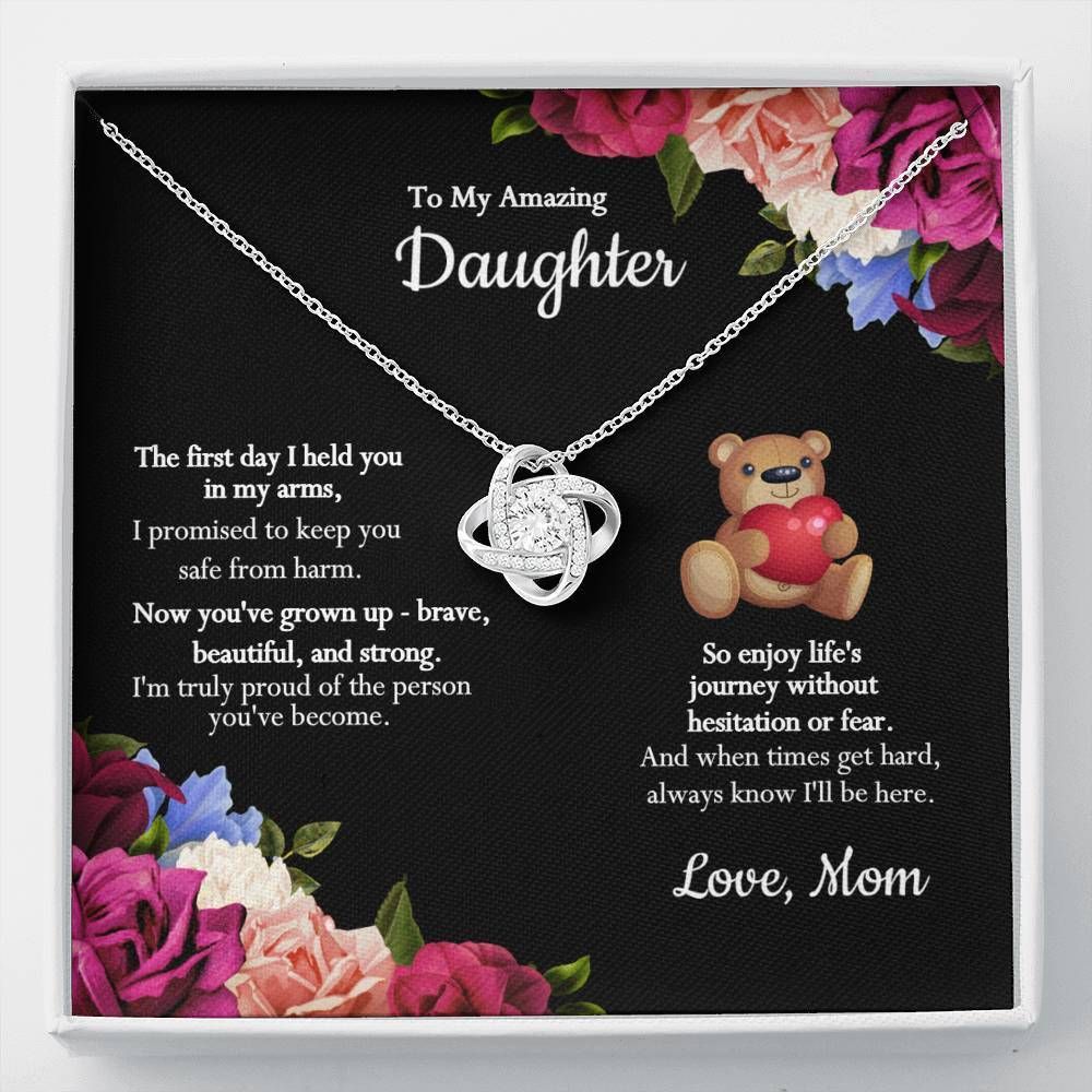 Love Knot Necklace Mom Gift For Daughter Teddy Bear I'll Always Be Here For You