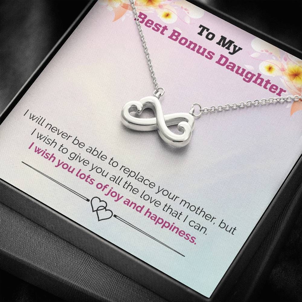 Infinity Heart Necklace Gift For Bonus Daughter I Wish You Lots Of Joy And Happiness