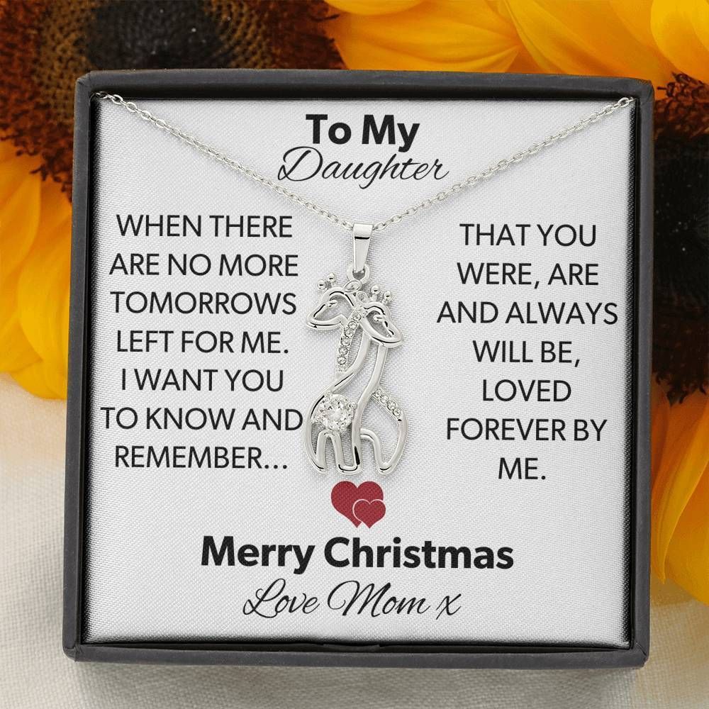 Warm Christmas Mom Gift For Daughter Giraffe Couple Necklace You're Loved