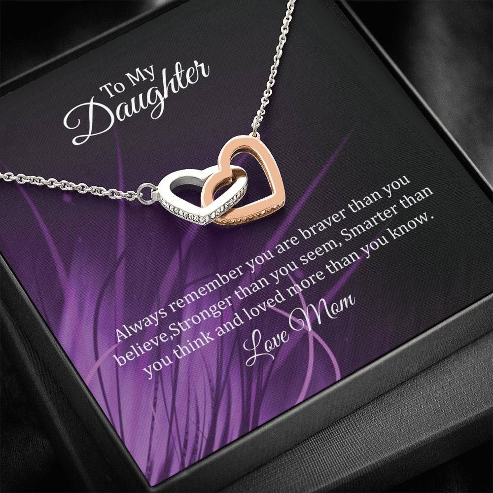 Interlocking Hearts Necklace Mom Gift For Daughter You're Braver Than You Believe