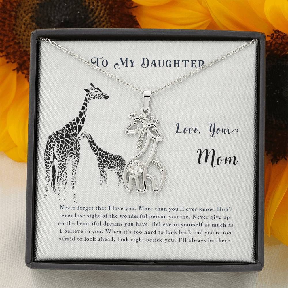 Mom Gift For Daughter Giraffe Couple Necklace I'm Always Right Here