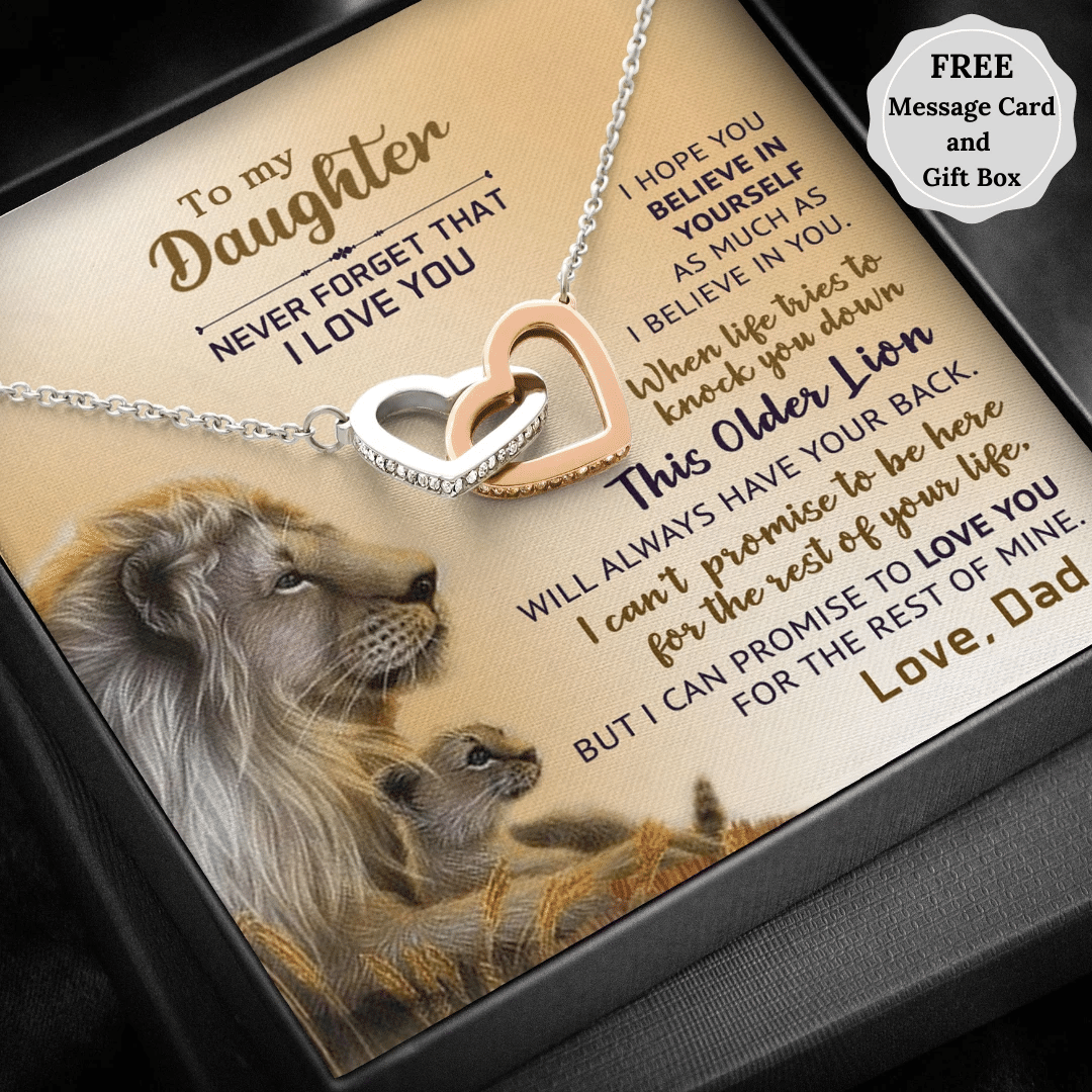 Gift For Daughter Interlocking Hearts Necklace Lions And Never Forget Collection