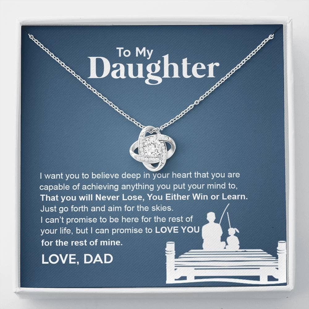 Gift For Daughter You Either Win Or Learn Love Knot Necklace