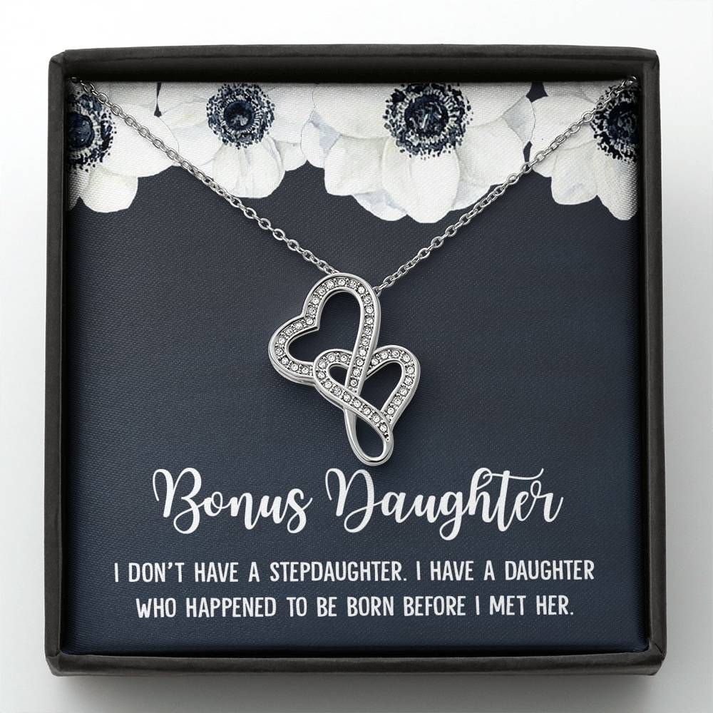 Double Hearts Necklace Gift For Stepdaughter With Message Card