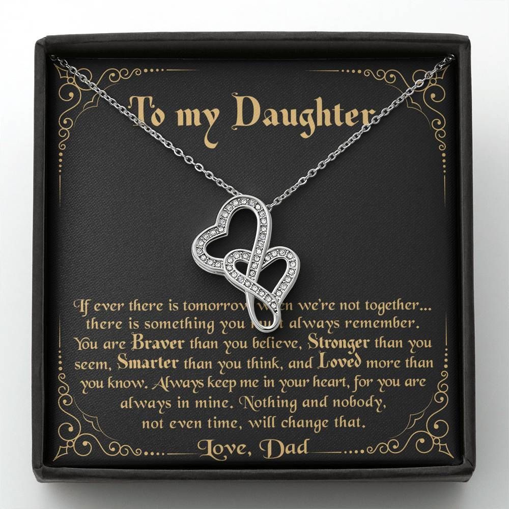 Double Hearts Necklace Gift For Daughter Keep Me In Your Heart
