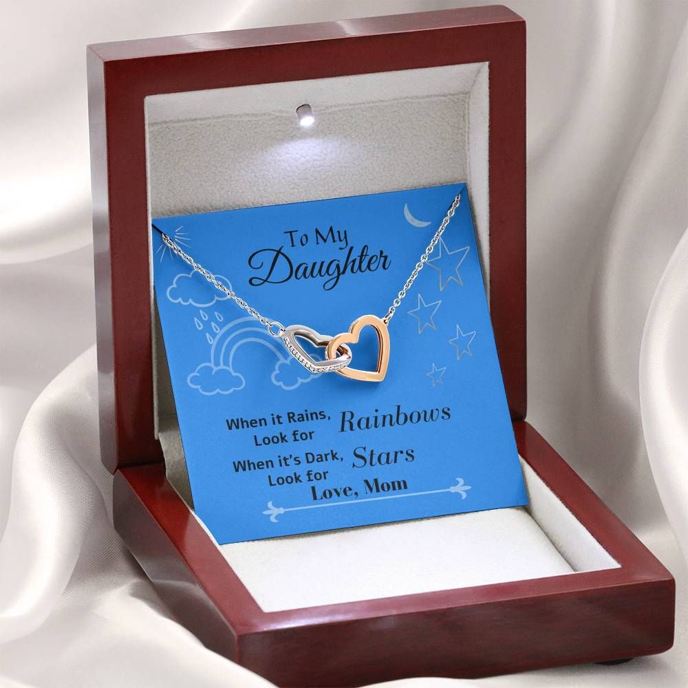 Gift For Daughter Interlocking Hearts Necklace With Inspirational Quote From Mom