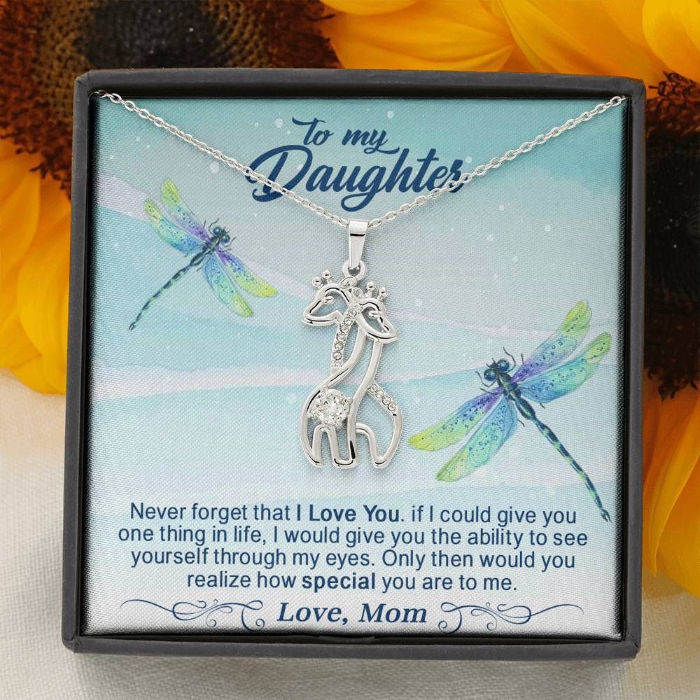 Giraffe Couple Necklace Gift For Daughter Never Forget That I Love You