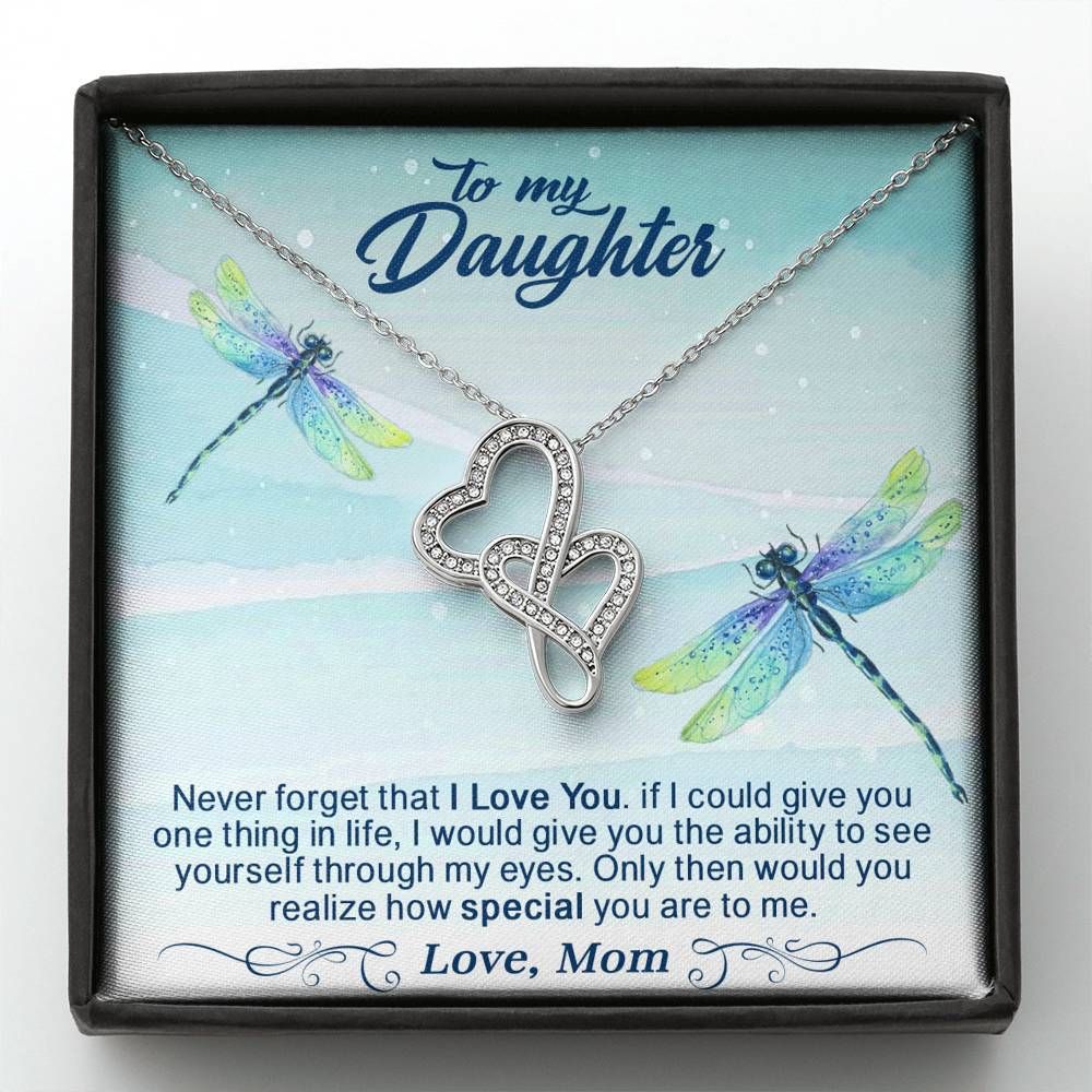 Dragonfly Gift For Daughter Double Hearts Necklace Ability To See Yourself