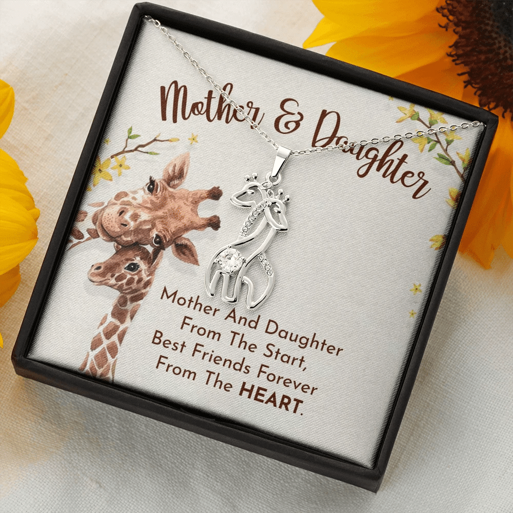 Mom Gift For Daughter When Life Gets Hard Giraffe Couple Necklace