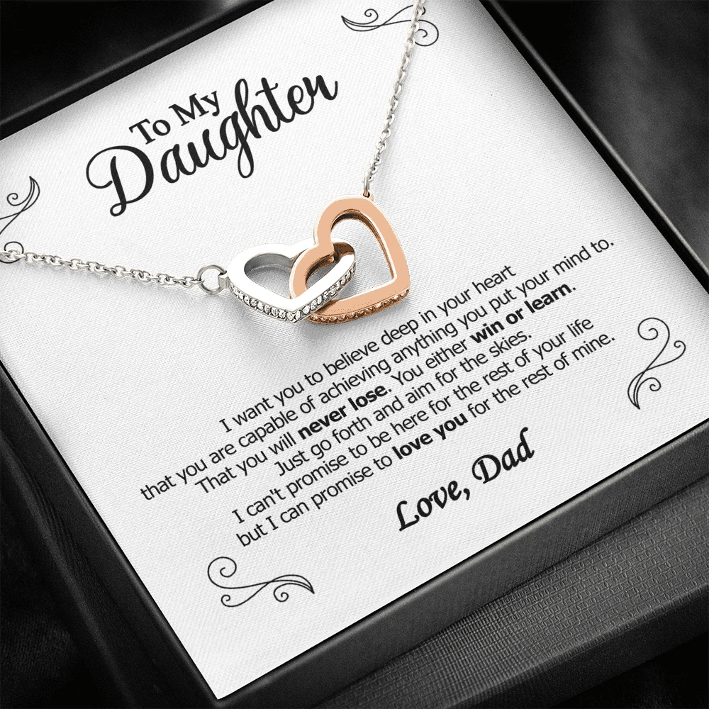 Believe Deep In Your Heart Interlocking Hearts Necklace Dad Gift For Daughter
