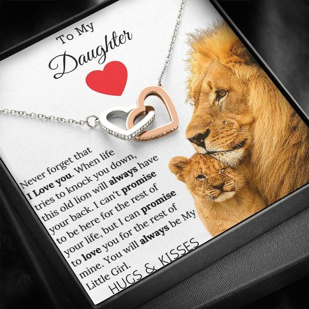 Lion You Will Always Be My Little Girl Gift For Daughter Interlocking Hearts Necklace