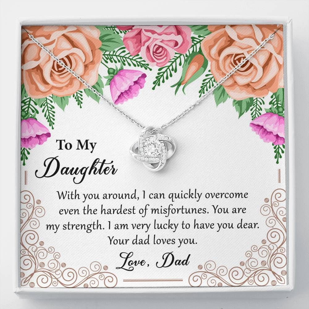 Roses You Are My Strength Dad Gift For Daughter Love Knot Necklace