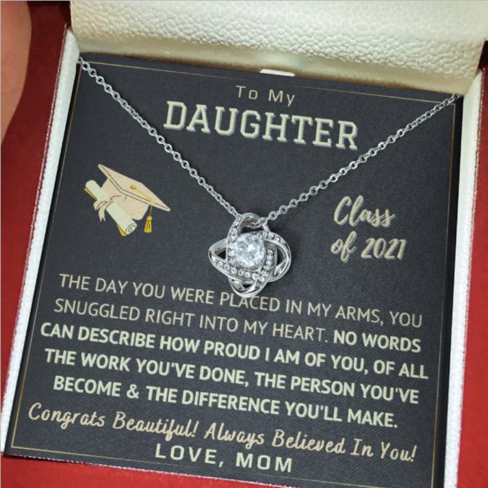 Mom Gift For Daughter Graduation Gift Love Knot Necklace Always Believed In You