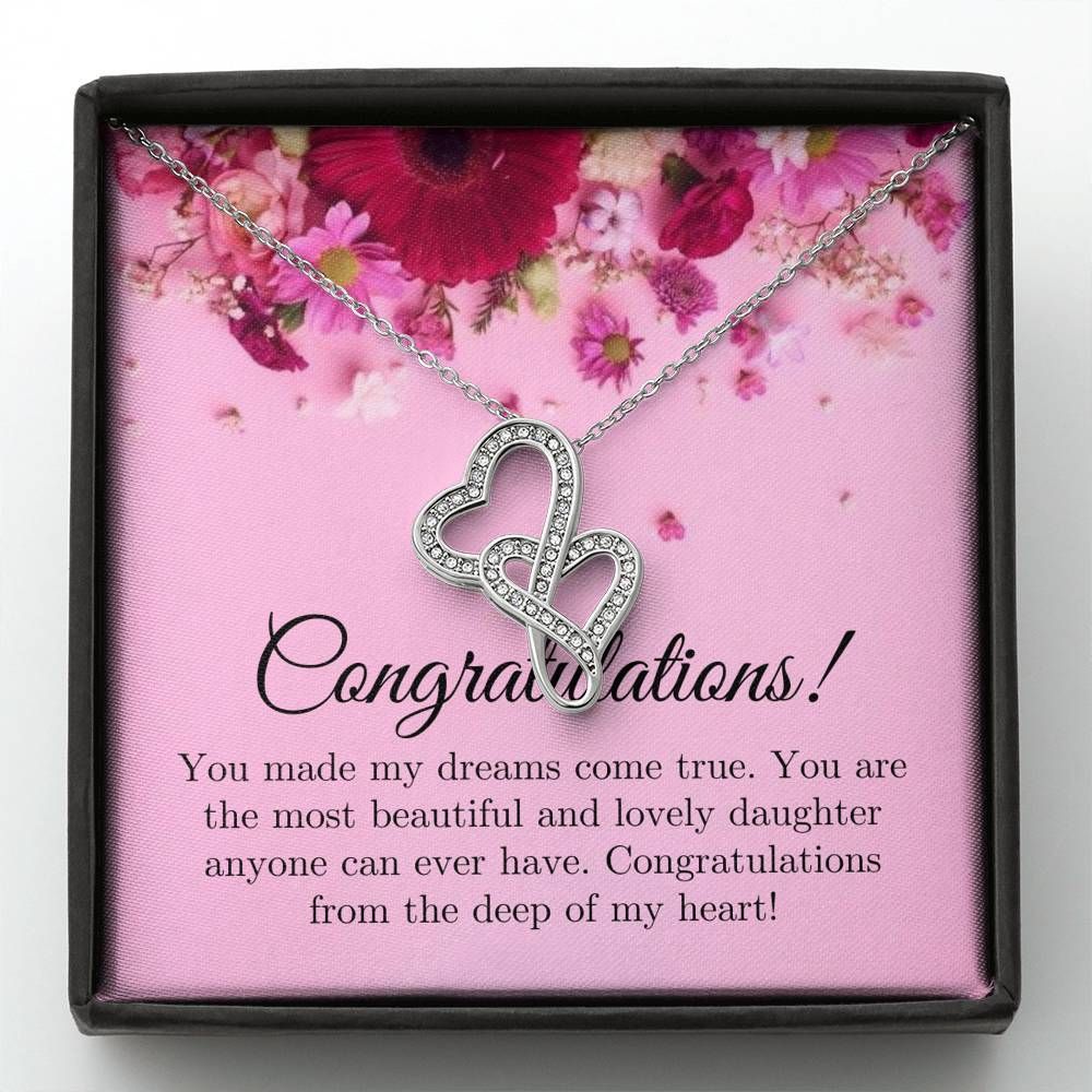 You Made My Dreams Come True Graduation Gift For Daughter Double Hearts Necklace