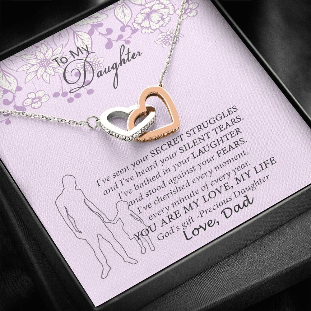 Dad Gift For Daughter You Are My Love My Life Interlocking Hearts Necklace