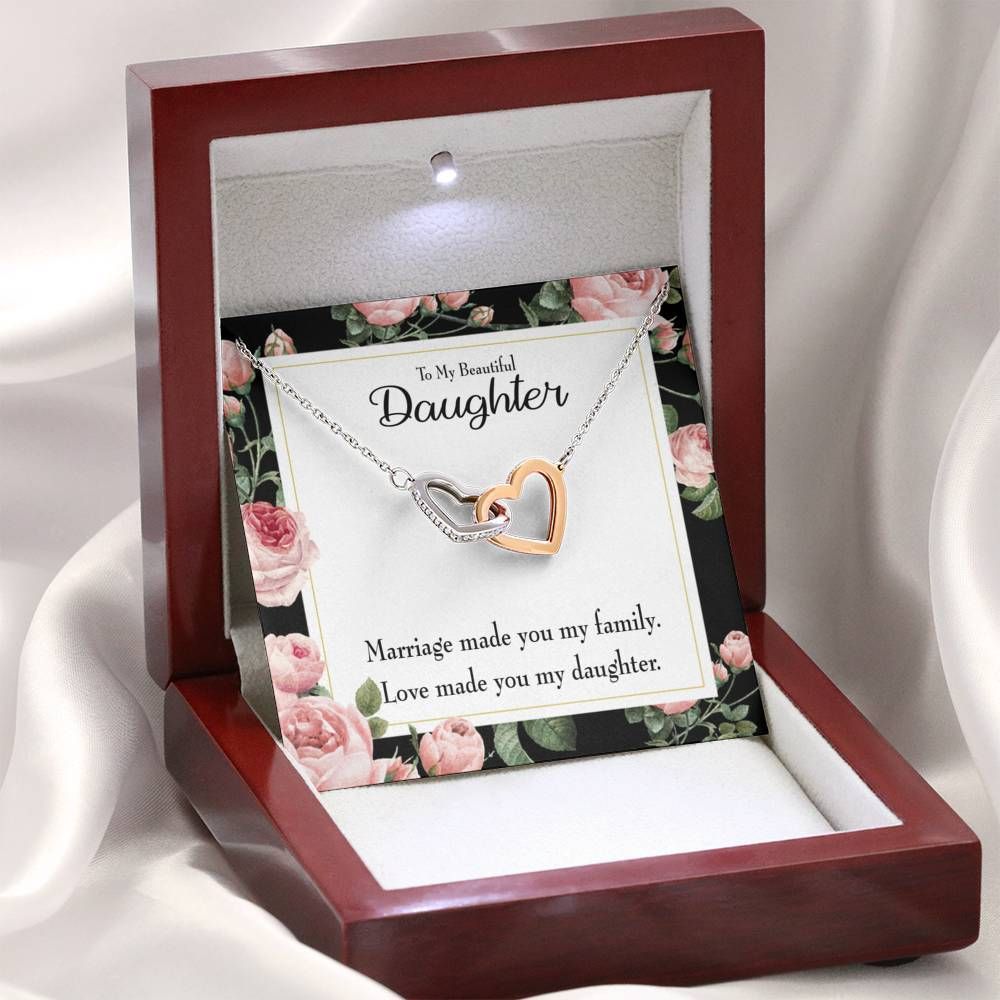 Love Make You My Daughter Interlocking Hearts Necklace Gift For Bonus Daughter
