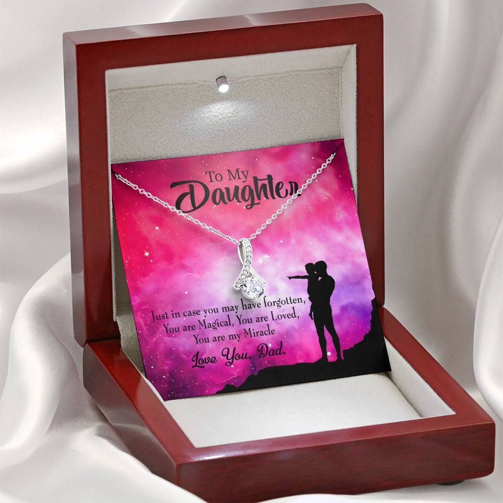 You Are Magical Gift For Daughter 14K White Gold Alluring Beauty Necklace With Mahogany Style Gift Box