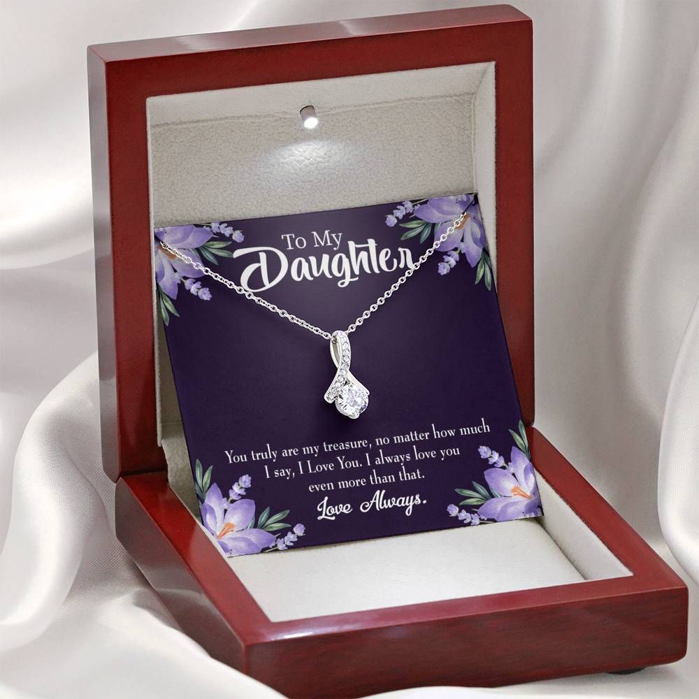 Love Always Gift For Daughter 14K White Gold Alluring Beauty Necklace With Mahogany Style Gift Box