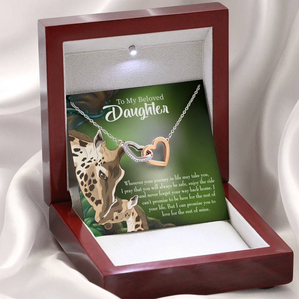 Mom Loves You Eternally Gift For Daughter Interlocking Hearts Necklace With Mahogany Style Gift Box