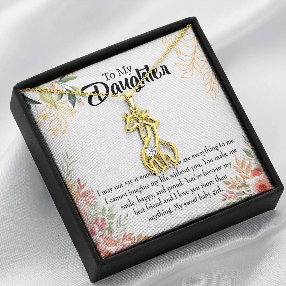 To My Daughter My Sweet Baby Girl Giraffe Couple Necklace