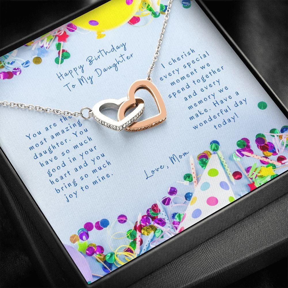 Interlocking Hearts Necklace Mom Gift For Daughter I Cherish Every Moment