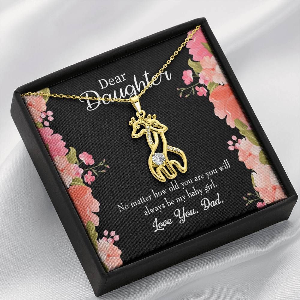 To My Daughter Always Be My Baby Girl Giraffe Couple Necklace