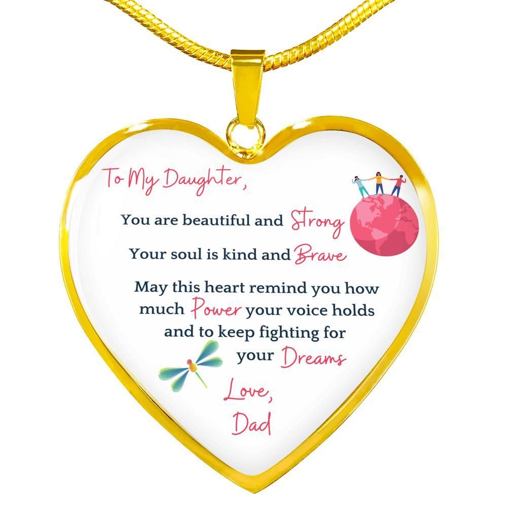 You Are Beautiful And Strong Gift For Daughter Heart Pendant Necklace