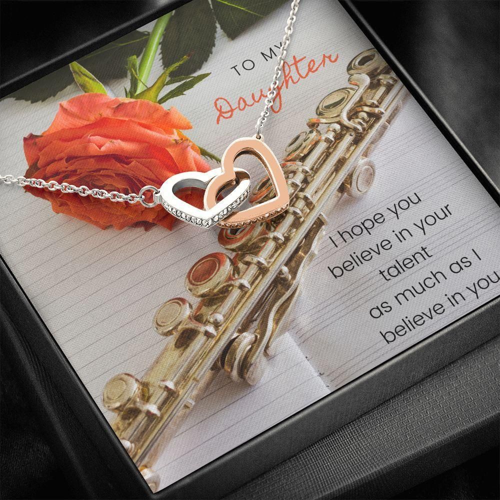 Interlocking Hearts Necklace Gift For Daughter Believe In Yourself Music Instrument