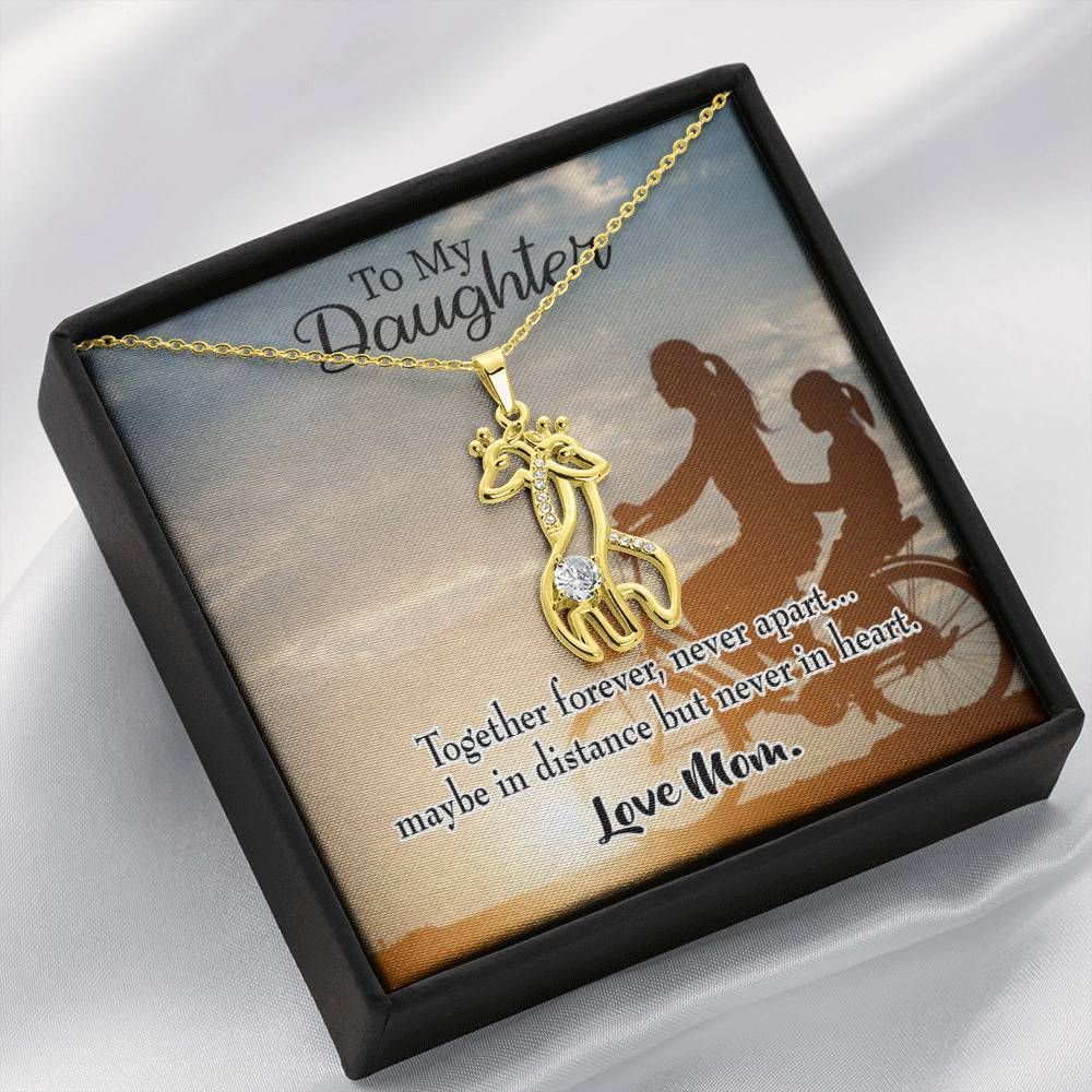 To My Daughter From Mom Together Forever Giraffe Couple Necklace