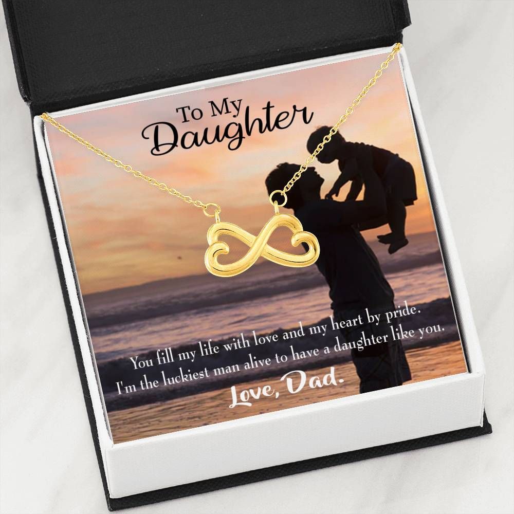 Luckiest Dad Infinity Heart Necklace Dad Gift For Daughter On Beach