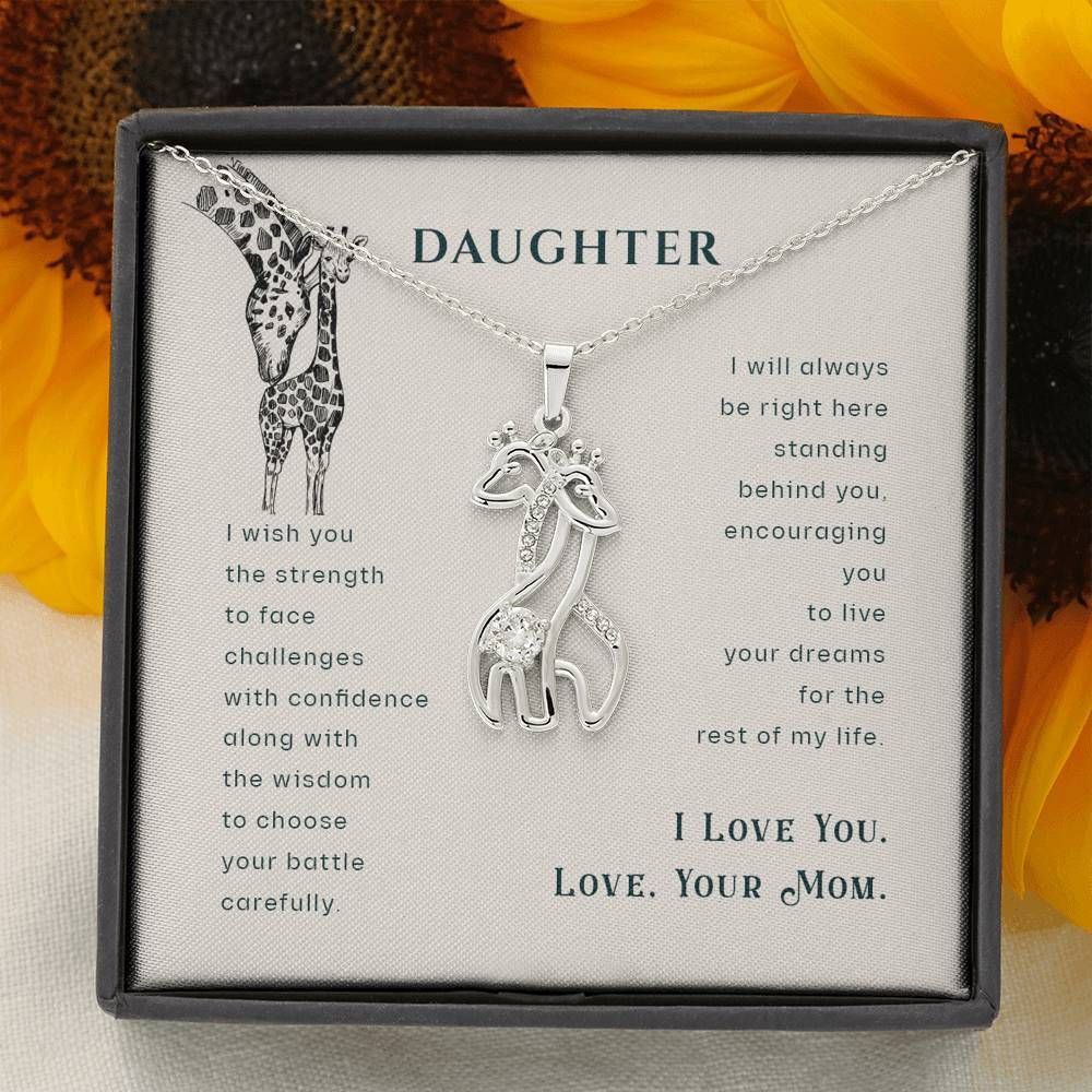 The Strength To Face Challenges Giraffe Couple Necklace Mom Gift For Daughter