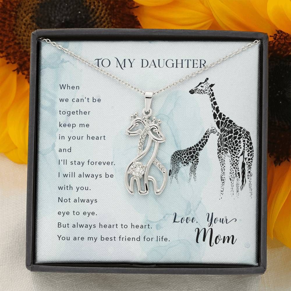 When We Can't Be Together Giraffe Couple Necklace Mom Gift For Daughter