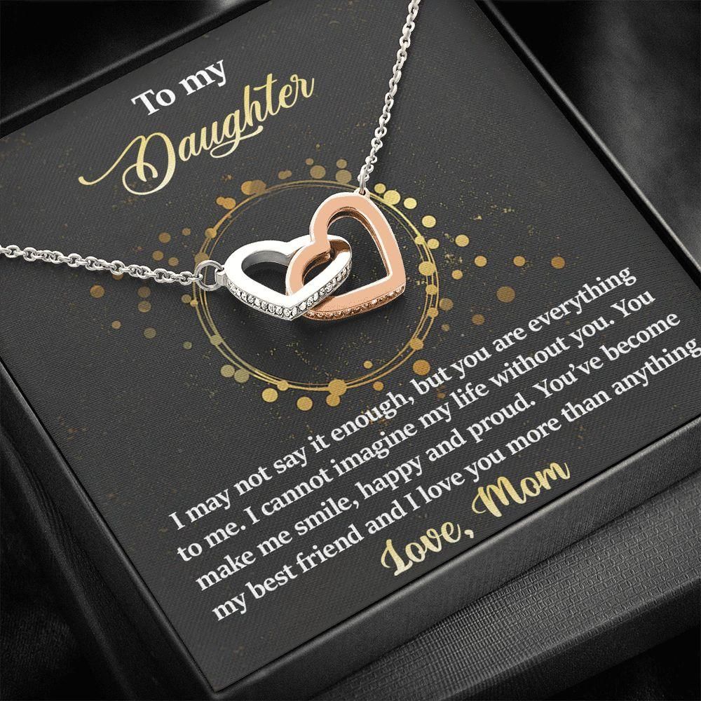 Interlocking Hearts Necklace Mom Gift For Daughter You Are My Everything