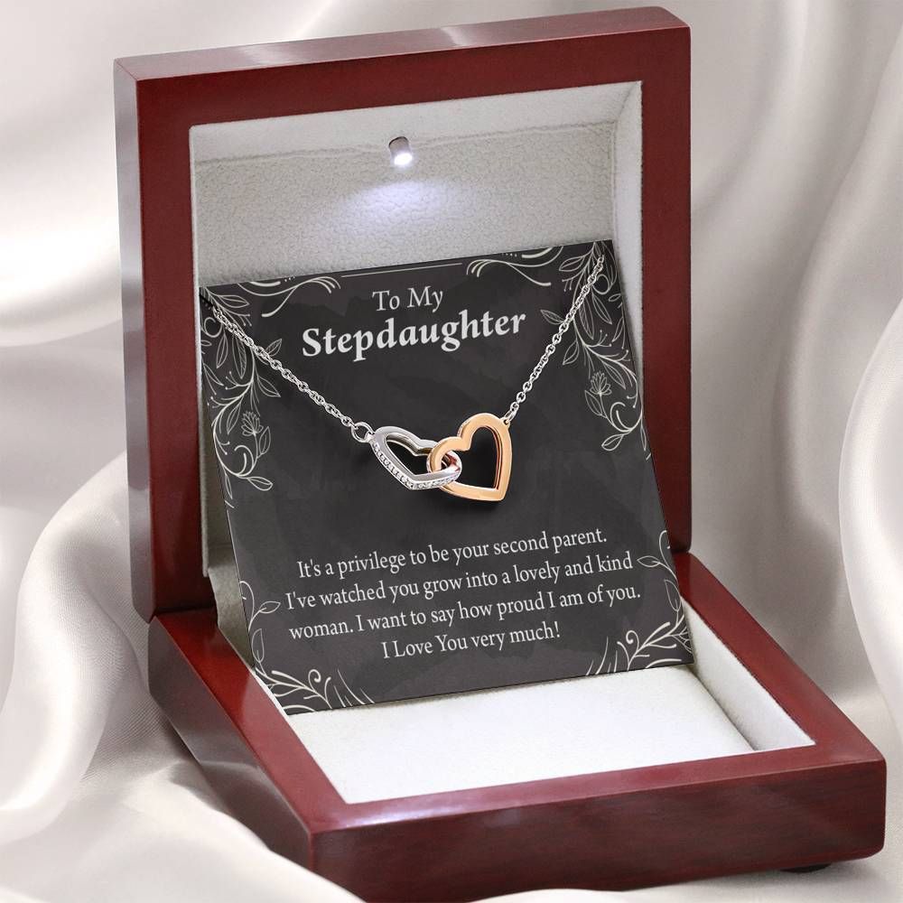 Interlocking Hearts Necklace Gift For Stepdaughter Proud Of You