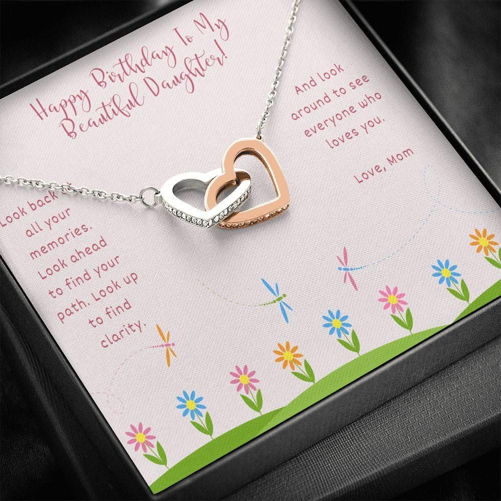 Interlocking Hearts Necklace Mom Gift For Daughter Look Back All Your Memories