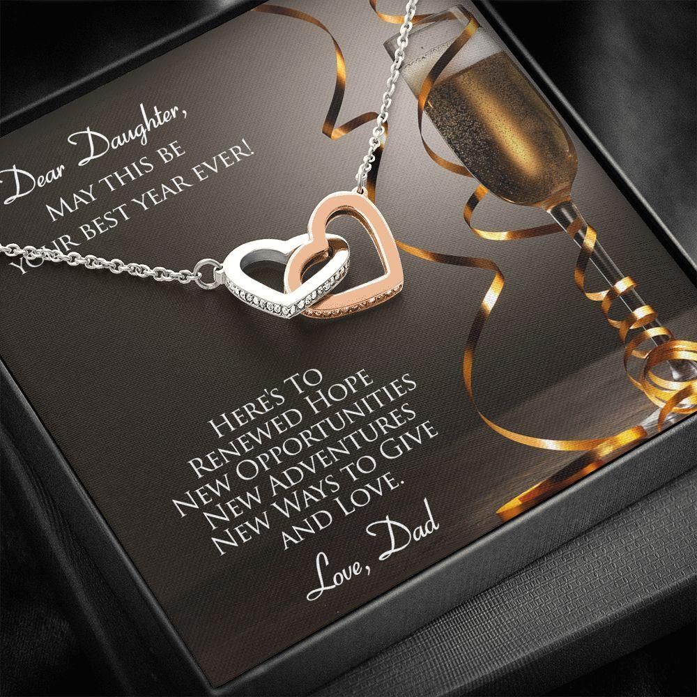 Interlocking Hearts Necklace Dad Gift For Daughter New Opportunities New Adventures