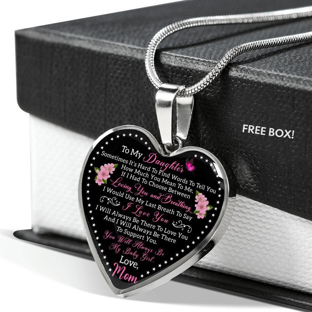 Loving You And Breathing Gift For Daughter Heart Pendant Necklace