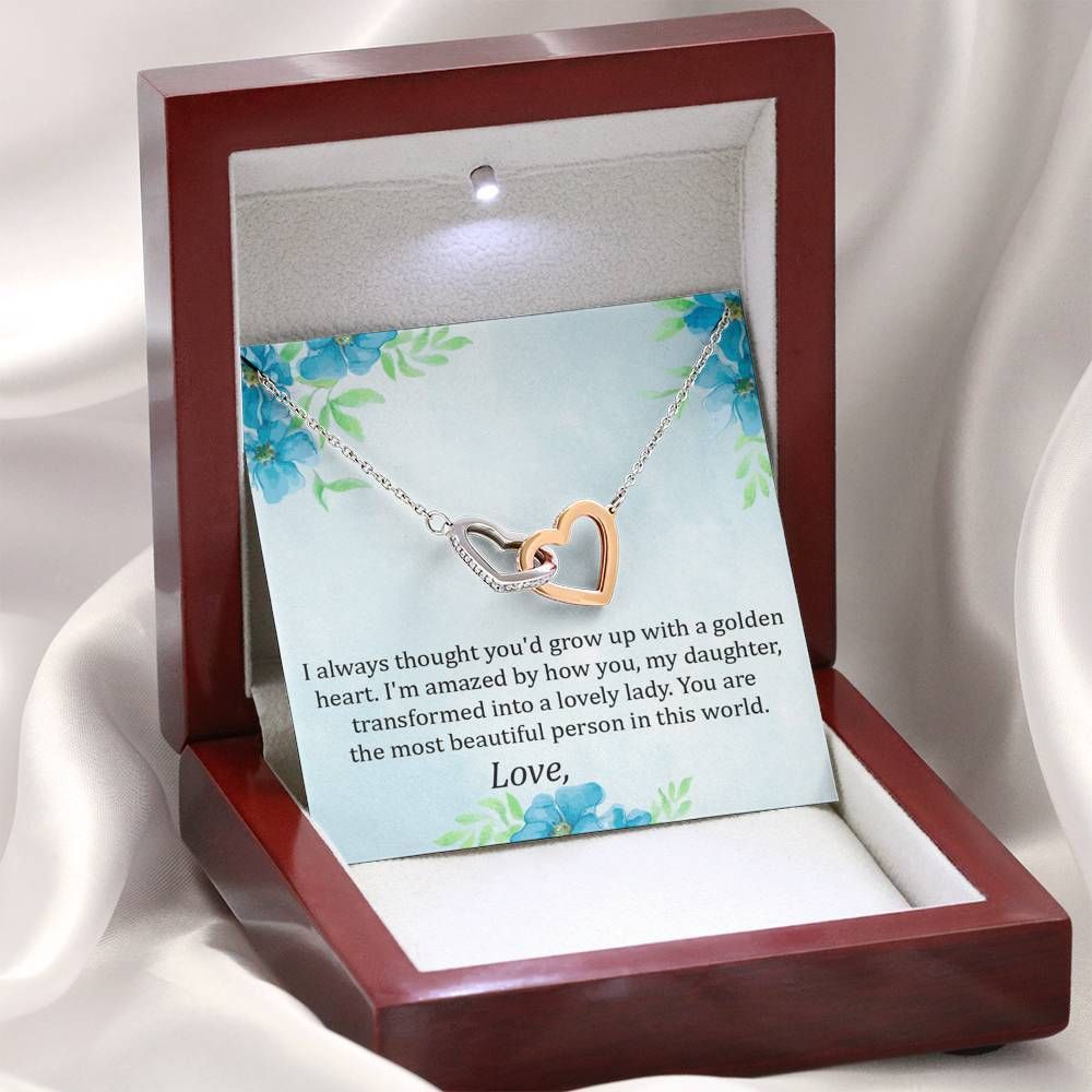 You Are The Most Beautiful Person Gift For Daughter Interlocking Hearts Necklace