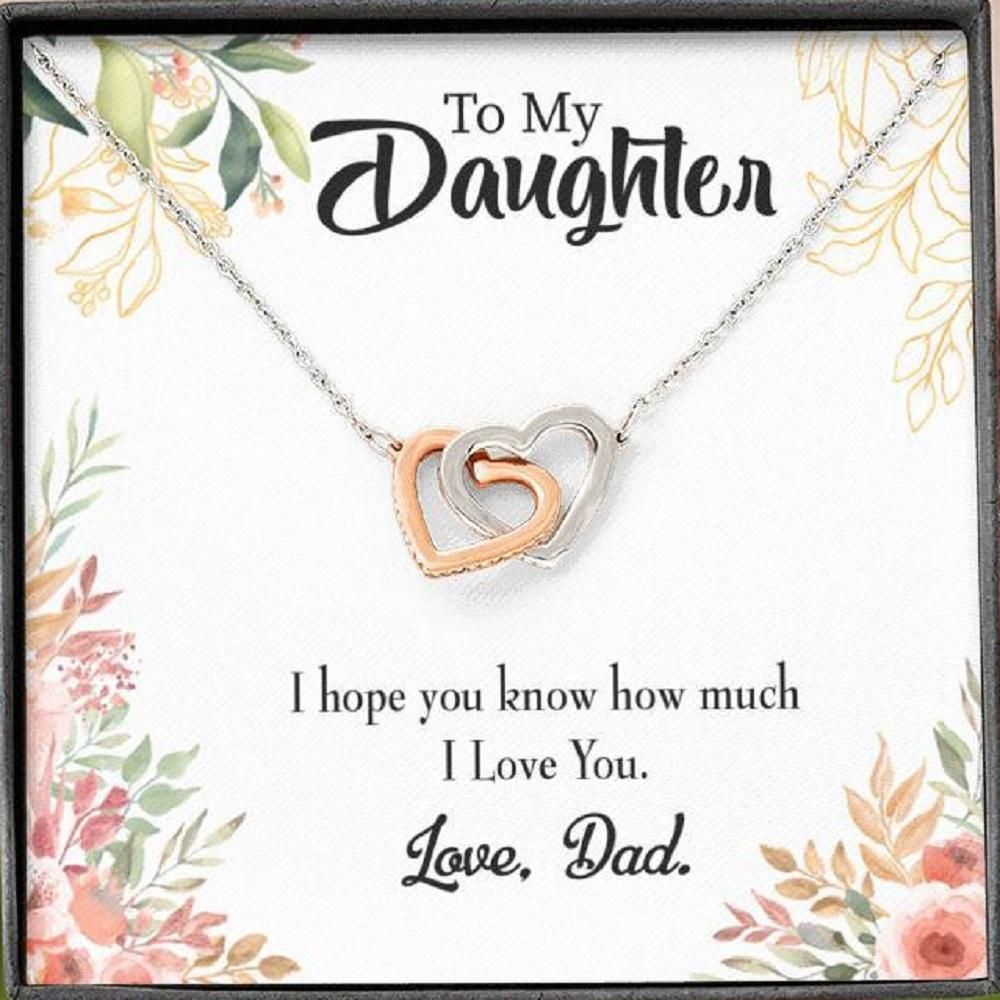 How Much I Love You Interlocking Hearts Necklace Dad Gift For Daughter