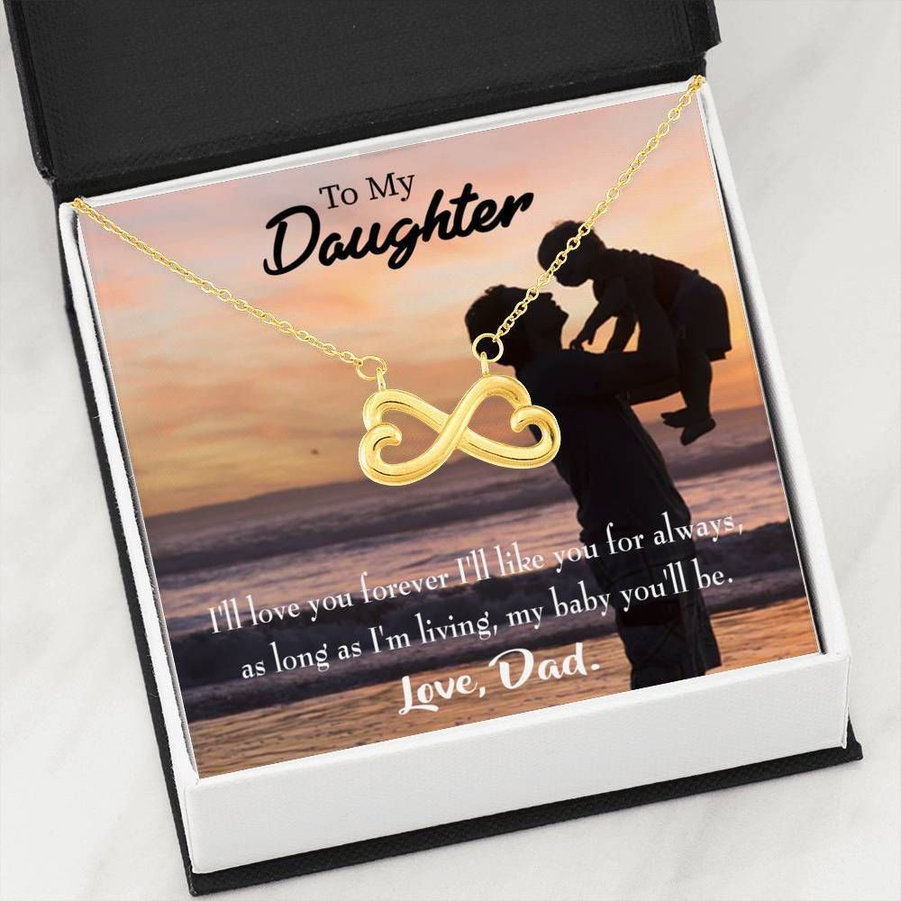 I'll Love You Forever Gift For Daughter 18K Gold Infinity Heart Necklace