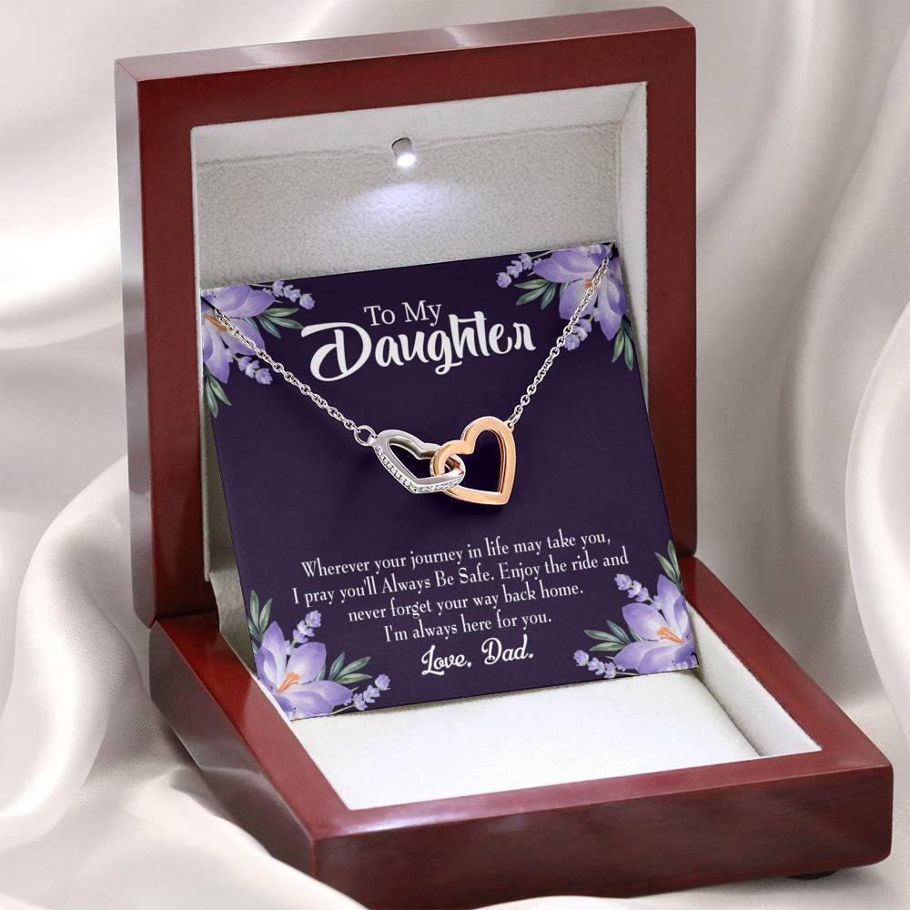 Always Be Safe Interlocking Hearts Necklace Dad Gift For Daughter