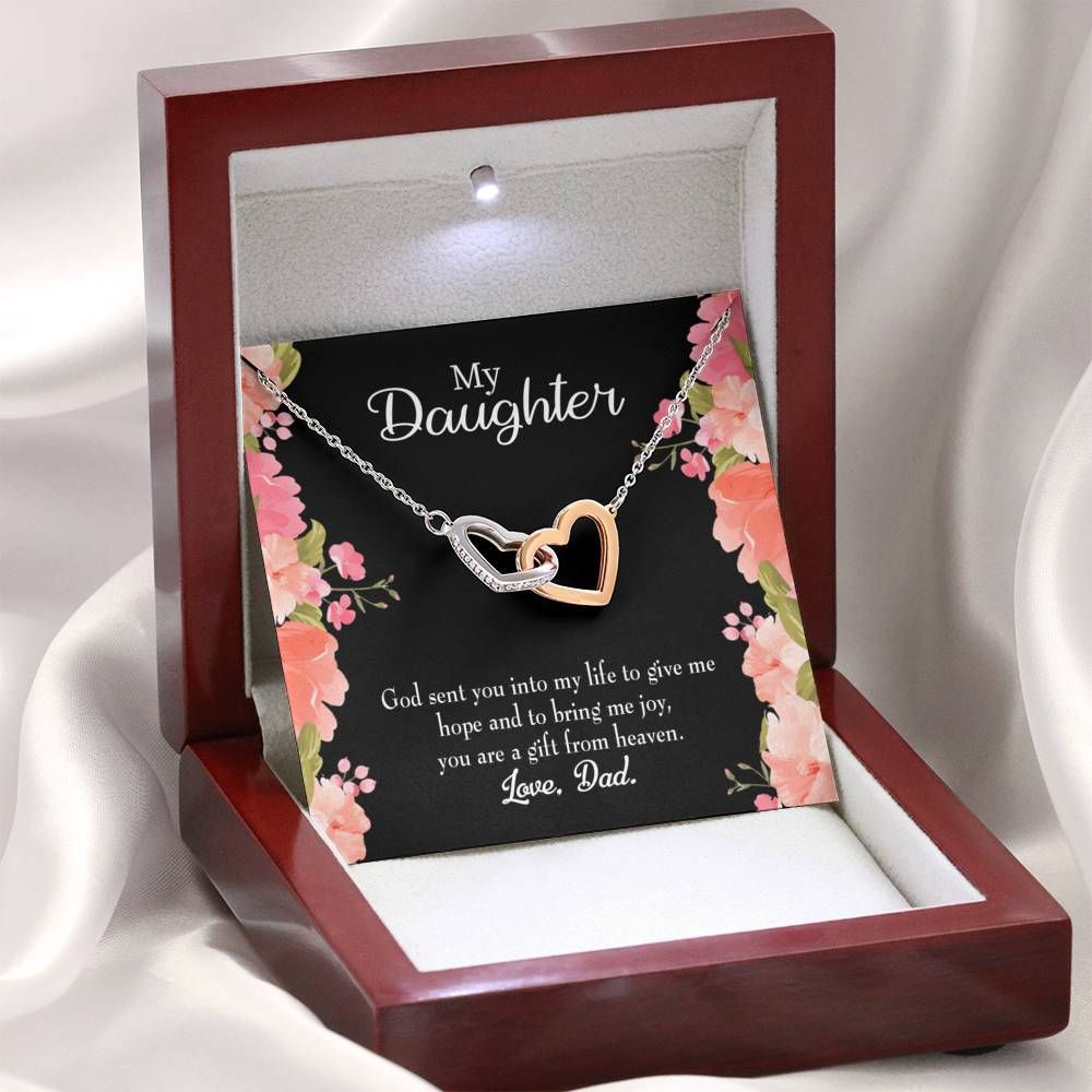 He Sent Daughter Into My Life Interlocking Hearts Necklace Dad Gift For Daughter