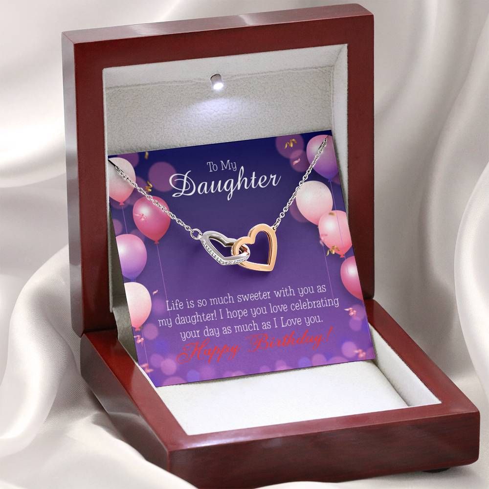 Happy Birthday Gift For Daughter Interlocking Hearts Necklace