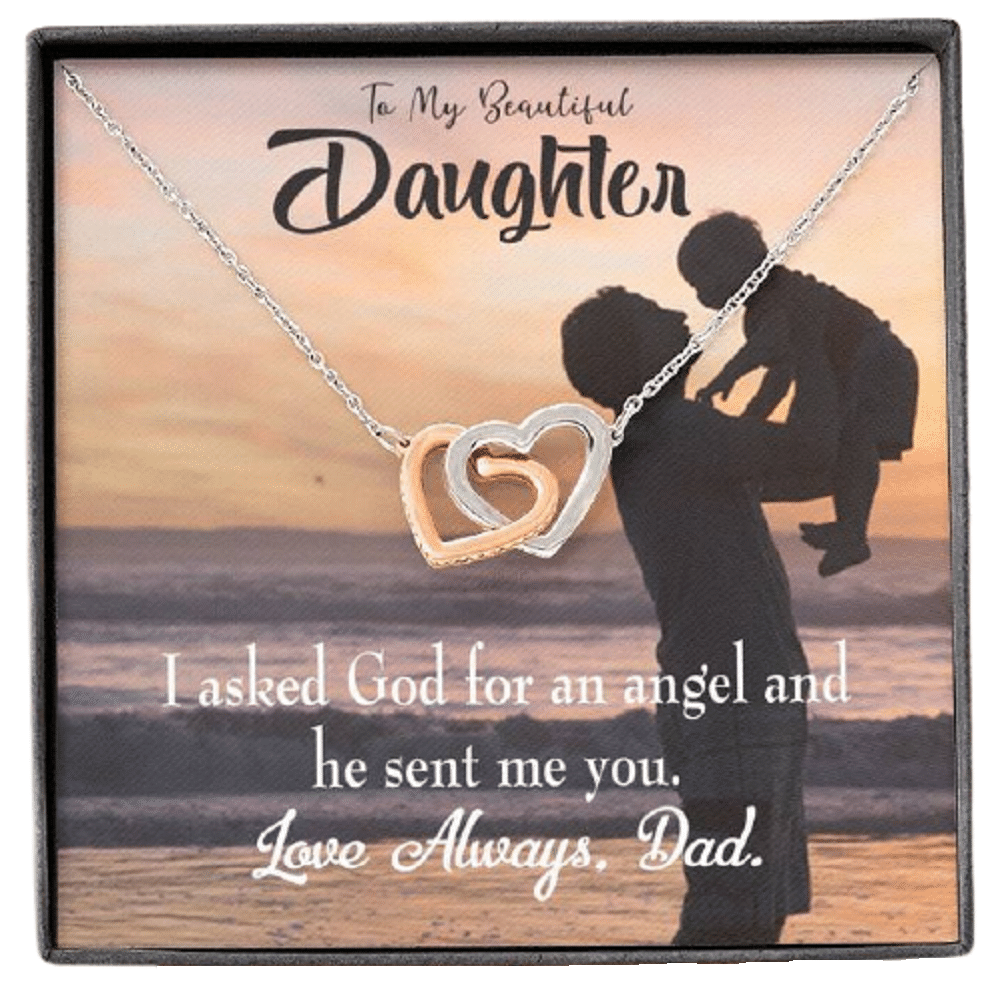 He Sent You An Angel You Gift For Daughter Interlocking Hearts Necklace
