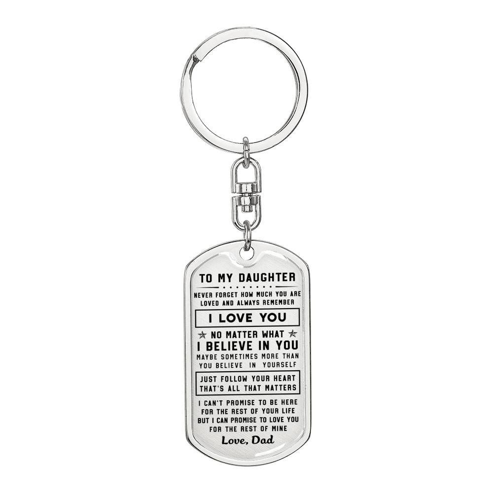 I Believe In You Engraved Dog Tag Pendant Keychain Gift For Daughter